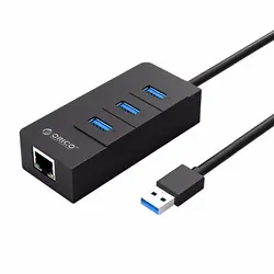 Orico Hr01-U3 3 Порты супер Скорость Usb3.0 Hub разветвитель с внешними Rj45 Gigabit Ethernet сетевой карты 5 Гбит Черный для ноутбука