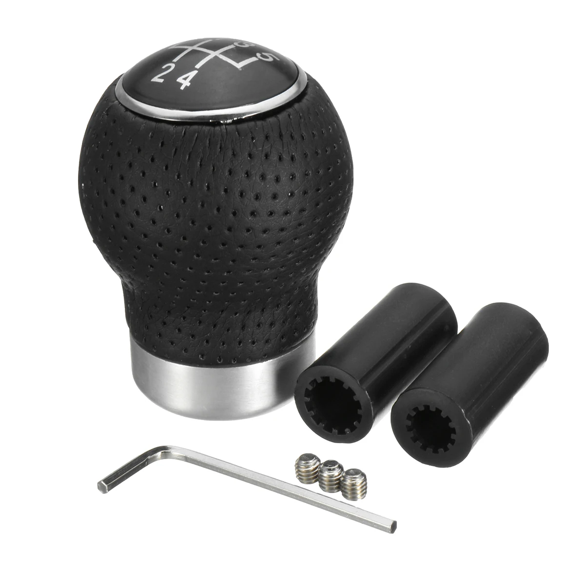 

5 Speed Universal Car Auto Manual Leather Gear Stick Shift Knob Shifter Lever Aluminum and PU Leather Black