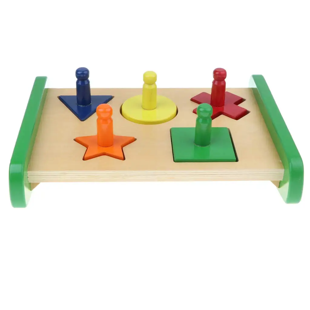  Multicolor Geometry Wooden Block Matching Sorting Puzzle Game Montessori Early Educational Toy for 