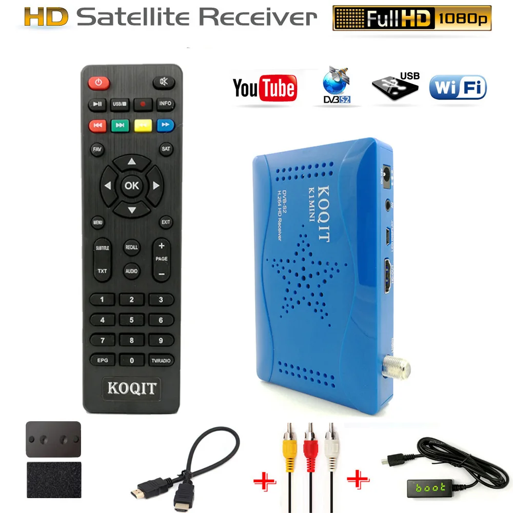 

FTA Digital TV Box DVB-S2 HD Receptor Satellite Receiver TV Tuner H.264 Decoder WIFI Youtube CS USB Record KOQIT K1 MINI