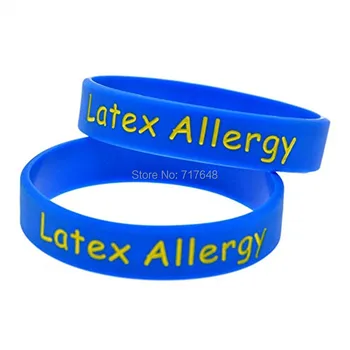 

100pcs Medical Alert Latex Allergy Blue Green Hot Pink Red wristband silicone bracelets free shipping by epacket A