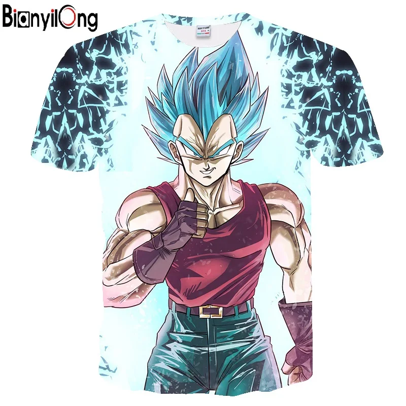 

BIANYILONG New Dragon Ball Z T Shirts Mens Summer 3D Print Super Saiyan Goku Zamasu Vegeta Dragonball Casual Tee Shirt tops Tee