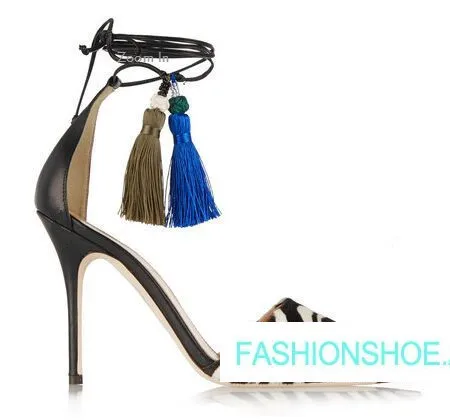 

Plus Size Sexy Ankle Strap Cross Tied Fringe Sandals Design Woman Sandals High Heels Pointed Toe Woman Sandals Party Pub Shoes