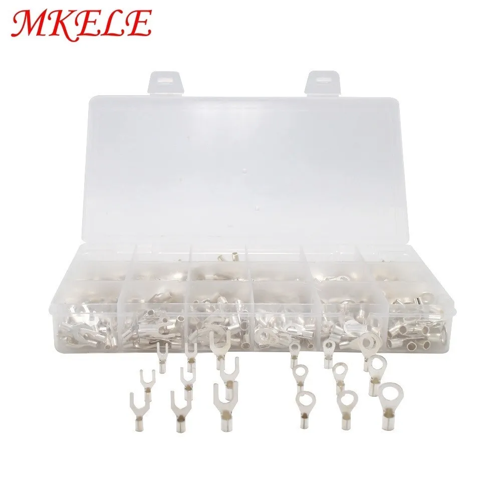 

420Pcs/Box 18 type Cold naked terminal Non-Insulated Ring Fork U-type Terminals Assortment Kit Cable Wire Connector Crimp Spade