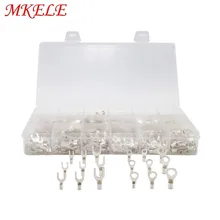 420Pcs/Box 18 type Cold naked terminal Non-Insulated Ring Fork U-type Terminals Assortment Kit Cable Wire Connector Crimp Spade 420pcs box 18 type cold naked terminal kit non insulated ring fork u type terminals assortment cable wire connector crimp spade