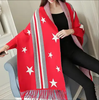 

2020 Fashion Tassels Shawl Female Elegant Women Sweaters Cardigans Autumn Winter Warm Long Cardigan Poncho Knitting Wrap Swing