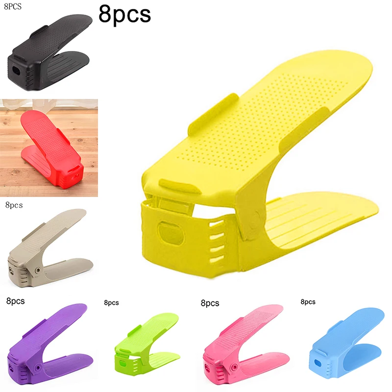 

8x Plastic Double-layer Shoe Storage Rack Modern Shoes Organizer Holder Durable Shoes Hanger Shoes Storage
