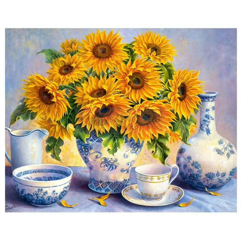 New DIY Diamond Painting Sunset Sunflower Dog Wolf Tiger Pattern Full Modern Home Decoration Living Room Mural Paintings | Дом и сад