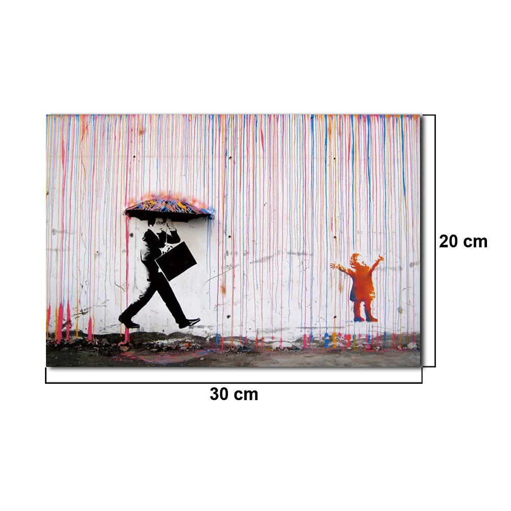 30" x 20" Colorful Rain And Spray Prints Paintings Modern Canvas Wall