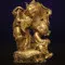 

5.5" China Bronze Ancient Mythology He He Er Xian Immortal God Lotus Leaf Statue