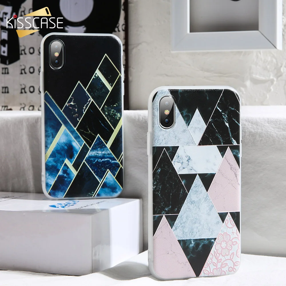 

KISSCASE Emboss Mable Phone Case For iPhone XR 7 8 6 6S Plus Geometric Soft Silicone Case For iPhone XS Max X XR 5 5S SE Covers