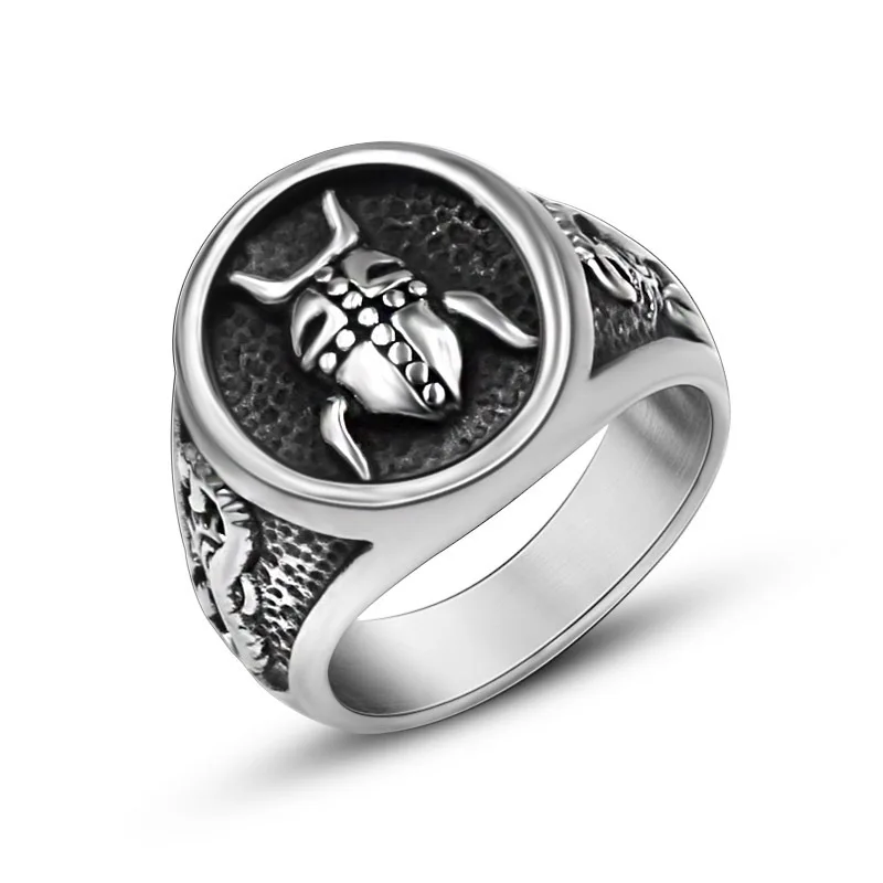 

Hip Hop Beetle Retro Ring for Men Jewelry Accessories 2020 Punk Rock Antique Stainless Steel Boys Biker Signet Rings drop ship
