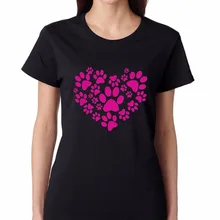 Летние женские футболка Сердце женская футболка животных любовь футболки хлопок Лидер продаж для женщин