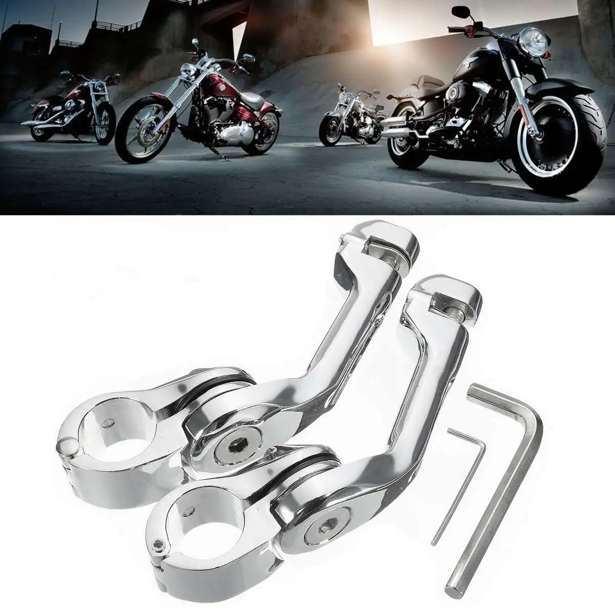 

Pair Motorcycle Engine Guard Tube Bar Chrome Black 1.25 inch 32mm Adjustable Angled Rear Foot Pegs Mount Kit For Harley Touring