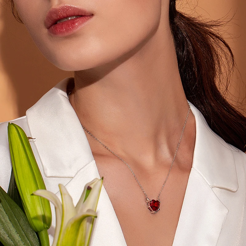 BAMOER New Collection 100% 925 Sterling Silver Devil Wings Red CZ Necklaces Pendant For Women Fashion Silver Jewelry SCN286 - Image 6