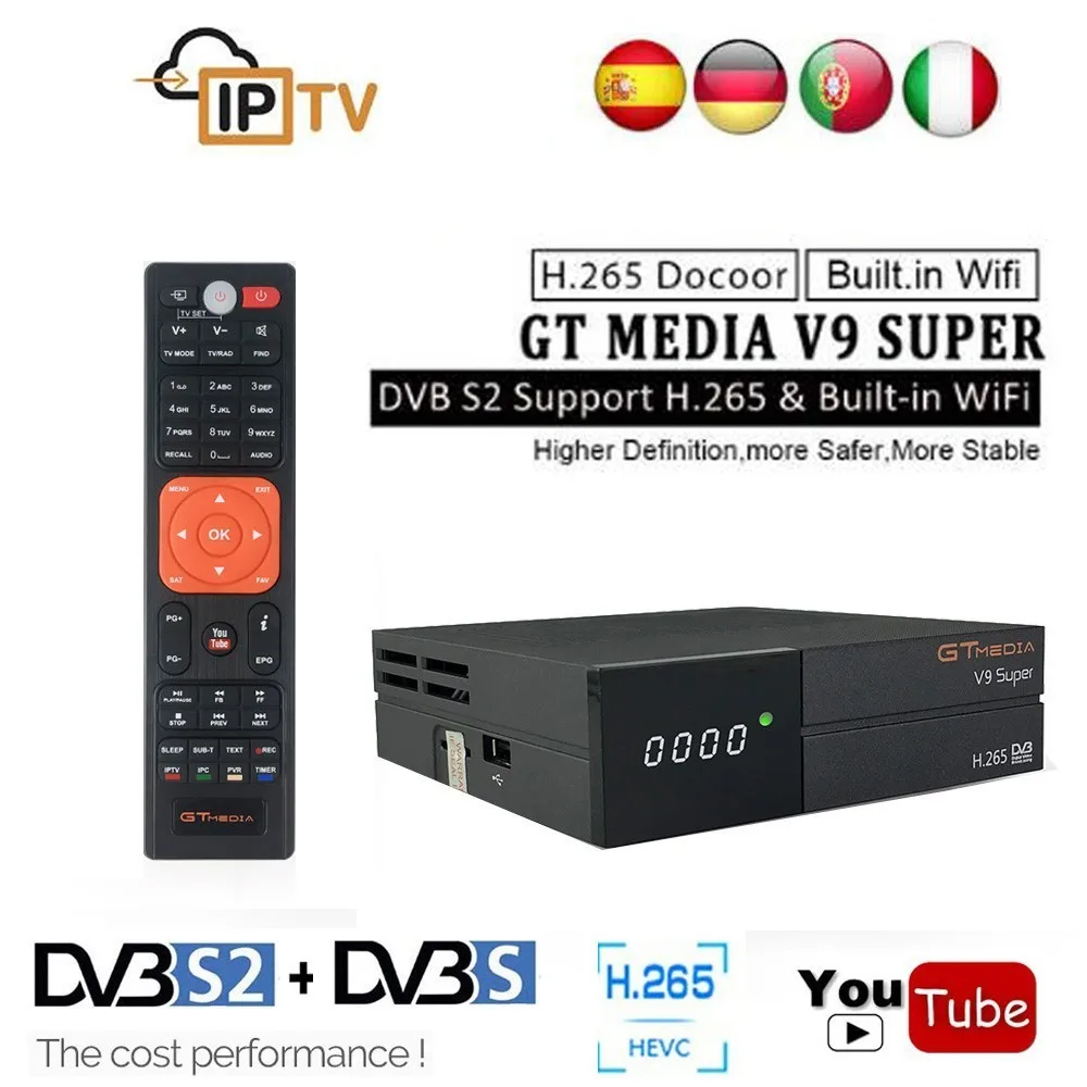 

V9 Super Digital Receptor Satellite Receiver DVB S2 Bult WiFi 1 Year Cline BissVU H.265 DVB-S2/S V8 Nova TV Box DLNA IPTV Player