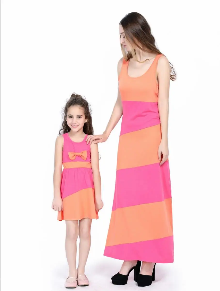 ZOGAA 2019 solid mother daughter dresses patchwork family matching clothes sleeveless moeder dochter kleding