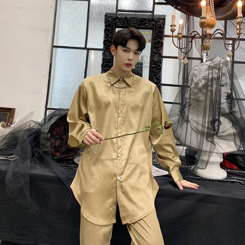 

Summer Fashionable Major Suit Design Original Satin Face Lengthen Elegant Temperament Male Shirt A261 -9005 -p75