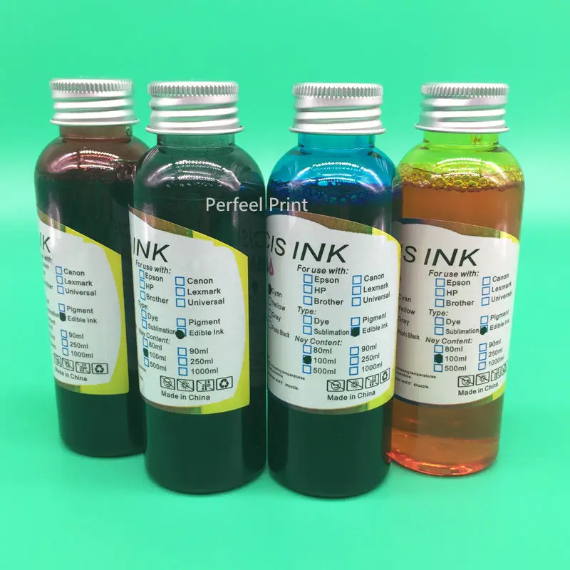 

4 Bottles T802XL1-T802XL4 Edible Ink For Epson WorkForce Pro WF-4720 WF-4730 WF-4740 WF-4734 T3561-T3564 Inkjet Printer