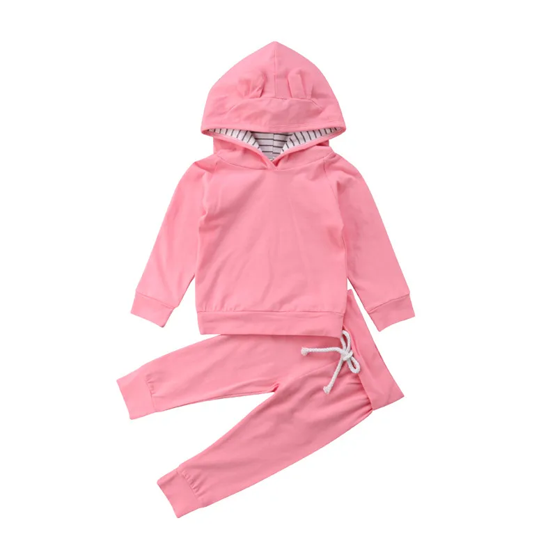 

Baby Girl Clothes Set 2018 Autumn Leisure Long Sleeved Hoodies Tops + Pants 2pcs Outfits Tracksuits Kids Pink Jogging Suits