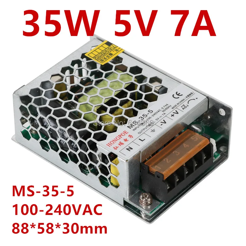 

1pcs new solution 5V 7A 35w switching power supply 5V driver for LED strip AC 100-240v input to DC 5v 85*58*30mm MS-35-5