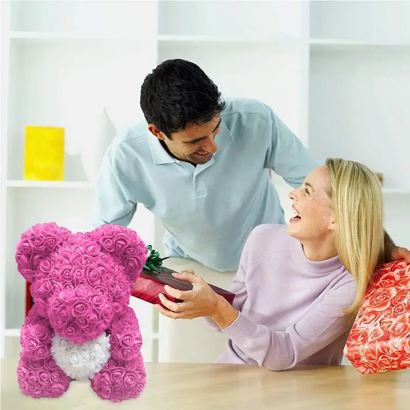 

2019 DropShipping 40cm With Heart Big Red Teddi Bear Rose Flower Artificial Decoration Christmas Gifts For Women Valentines Gift