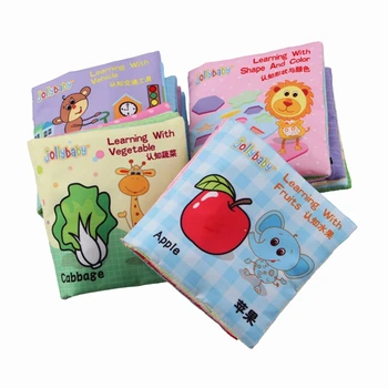 

Jollybaby 4Pcs/Lot Soft Book Infant Early Cognitive Development Baby Goodnight Educational Unfolding Cloth Books Activity