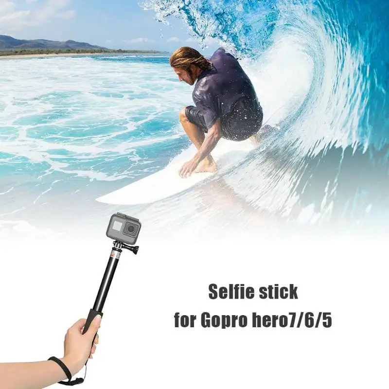 Extendable Aluminum Self Selfie Stick Monopod w/Adapter for GoPro 7 6 5 280*25*25mm/11.02*0.98*0.98