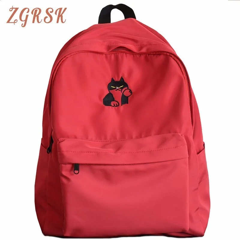 

Girls Embroidery Both Shoulders Bagpack Polyester Fiber Backpack Bags Korean College Students Bags Large Capacity Bookbag