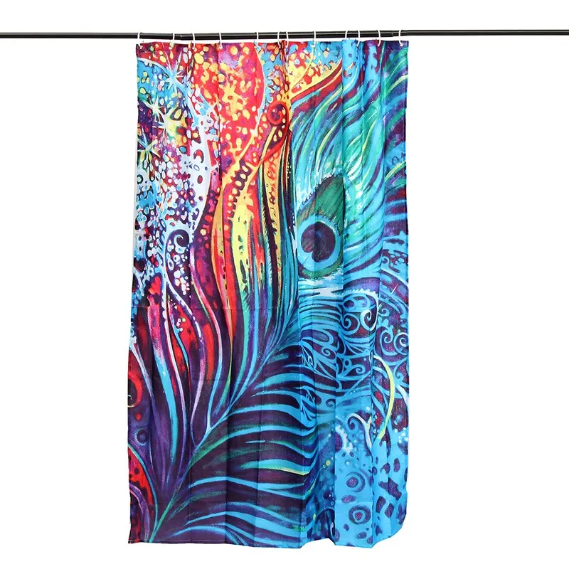 150x180 cm pantalla impresa de poliéster impermeable divisores de habitación Cortina de ducha pluma de pavo real con 12 ganchos decoración de la habitación 150x180 cm pantalla impresa de poliéster impermeable divisores de habitación Cortina de ducha pluma de pavo real con 12 ganchos decoración de la habitación