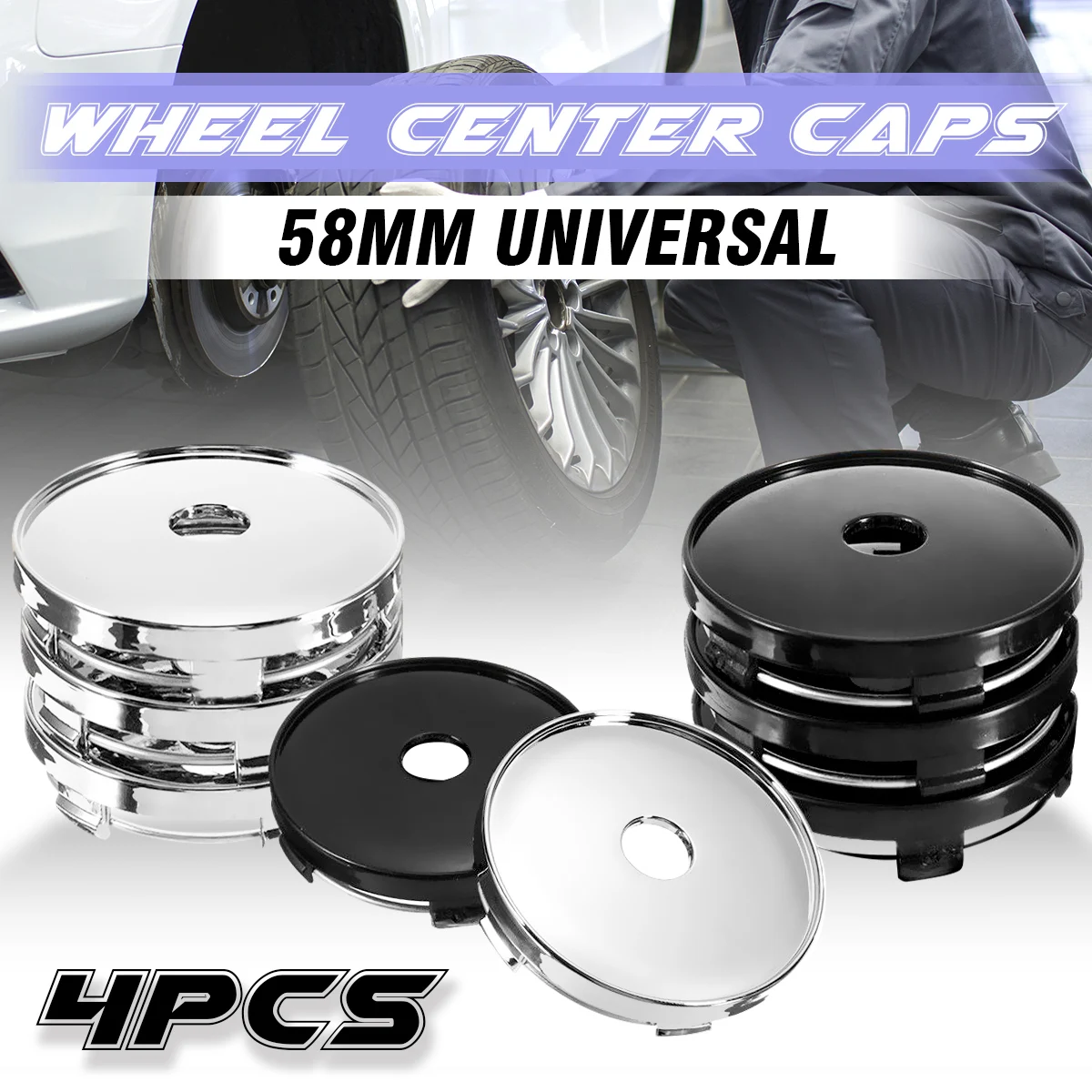 

4pcs 58mm Universal Car Wheel Hub Caps Auto Wheels Center Rim Cap Cover Decorative Kit