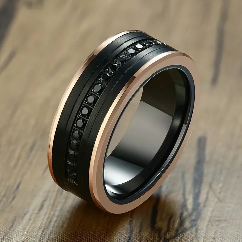 Vnox мужские 8 мм текстурированные обручальные кольца из карбида вольфрама матовое покрытие с AAA кубический цирконий, инкрустированный anel bague