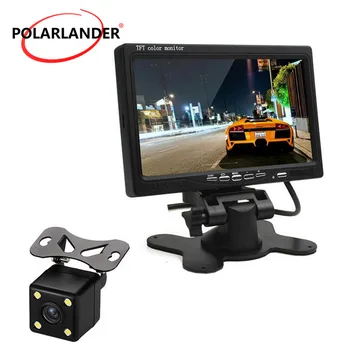 

HD 7 Inch LCD Display Backup Reverse Radar Camera Car Monitor With LED Lights Parking System Color Screen Night Vision DVD VCR