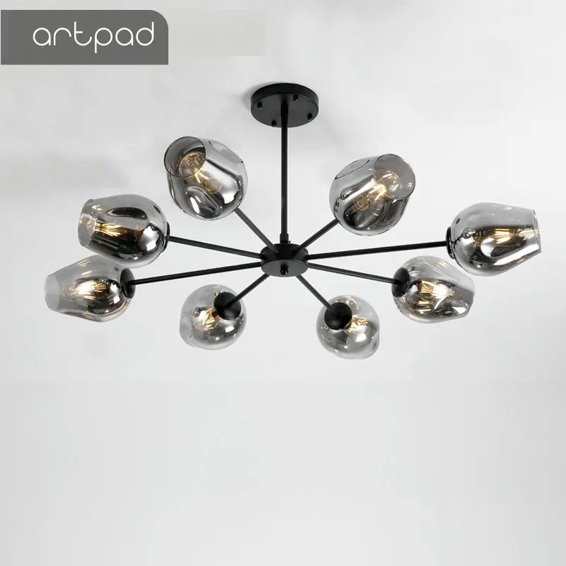 

Artpad Modern Chandelier Lighting Living Room Lights Glass Lampshade LED Golden Black Vintage Pendant Lamp Dining Room Kitchen
