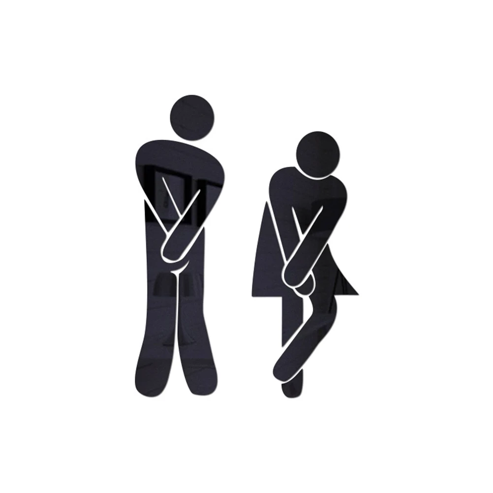 

2pcs/Pack Practical Wall Stickers Male And Female Identity Mirror Stickers For Bar home Toilets Bathroom Restroom Decor (Black)