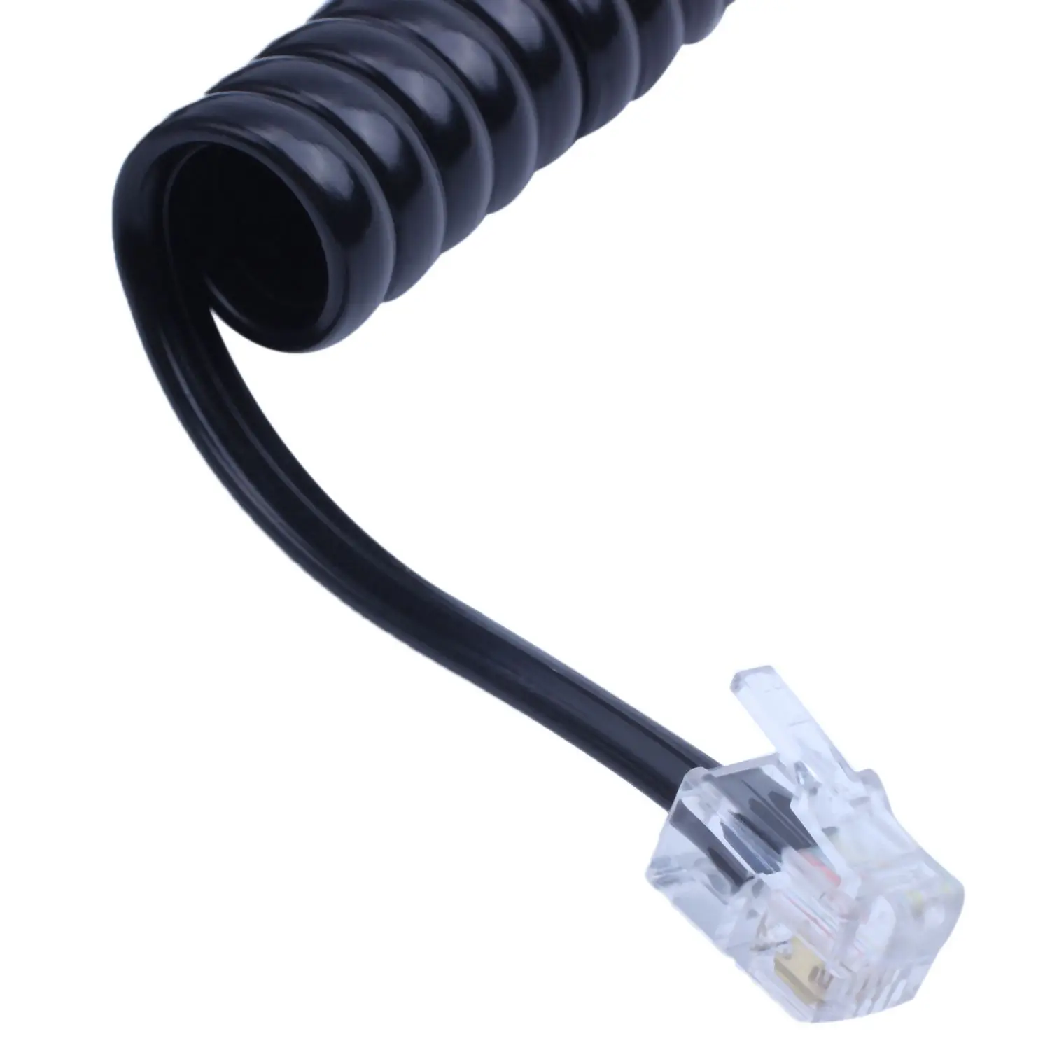 2 предмета 3 м катушки эластичный RJ9 4P4C эластичные телефонный кабель черный