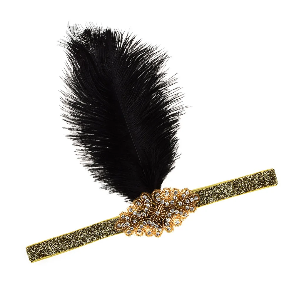 

Feather Hair Accessories Wedding Headband Bridal Hair Band Women Vintage Headwear Rhinestone 2019 New