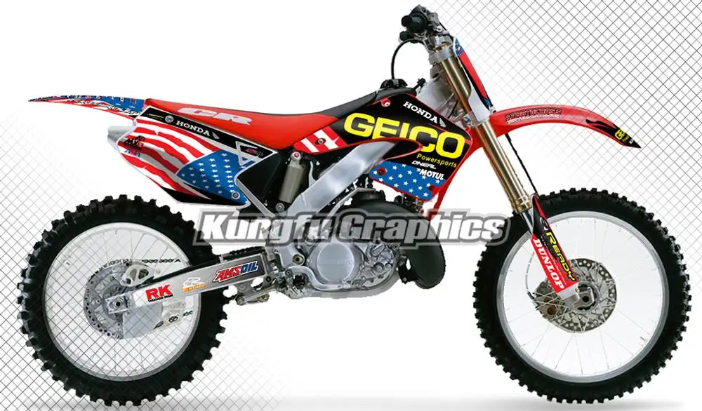 

KUNGFU GRAPHICS Motocross Custom Stickers Vinyl Decals Kit Vehicle Wraps for Honda CR 125 250 CR125 CR250 2000 2001