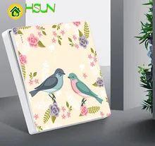 Type 86 art switch Socket 1 2 3 4 gang 1 2 way lovely sparrow flower ividuality creativity Decorative panel TV computer socket