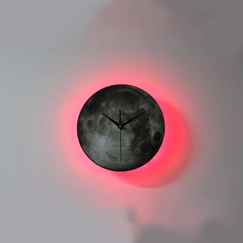 Новые 3D настенные часы LED Moon Night Light Настенные технология дистанционного