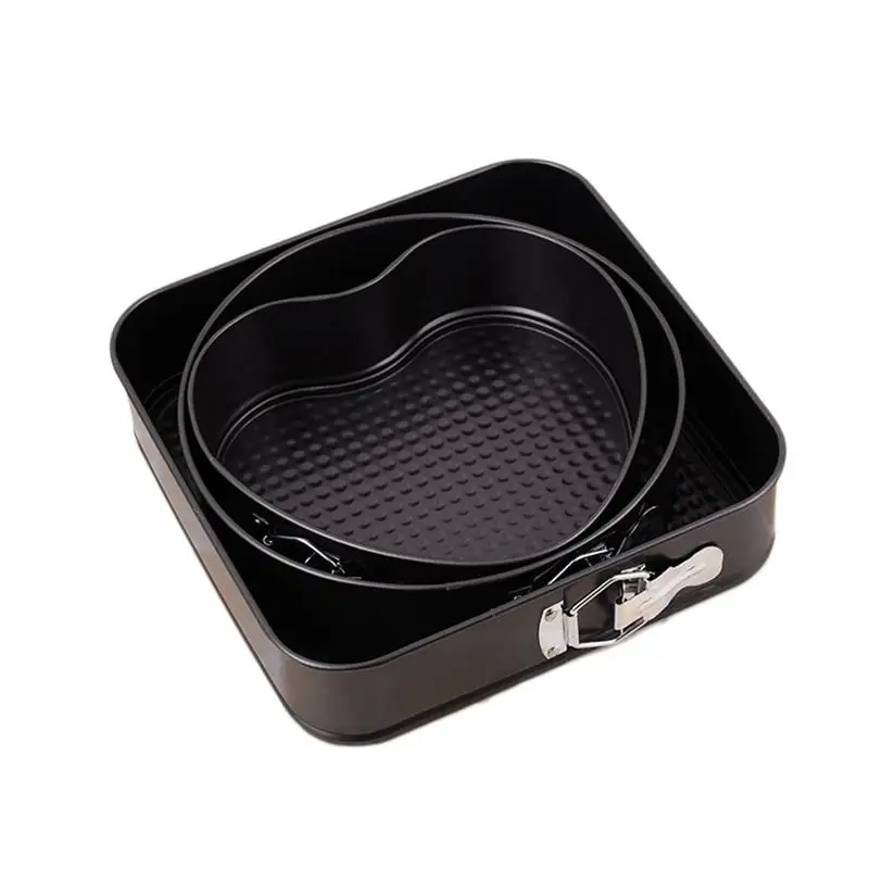 3pcs Baking Mold Heartshape Non stick Square Metal Round Cake Pan Cake