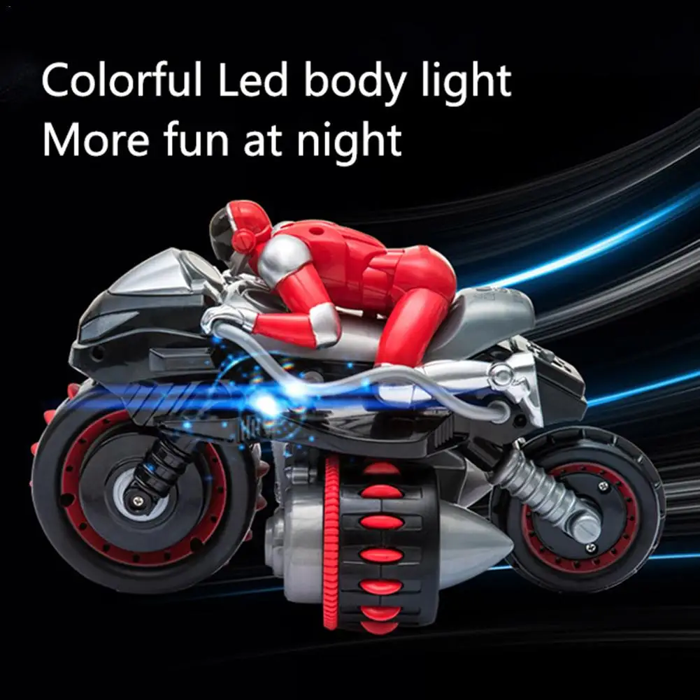 

Rolling Stunt Motorcycle Model Remote Control Off Road Vehicle Rechargeable Electric Racing Toy Motorcycle for Children Boys