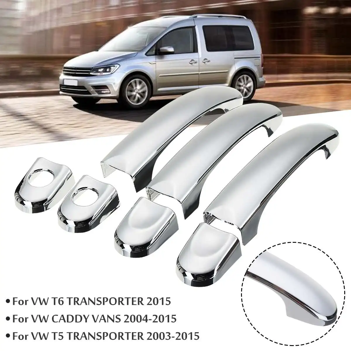  For VW Transporter T5 Caddy 2001-2013 8x/7x/6x Car Auto Chrome Stainless Steel Door Handle Cover Tr