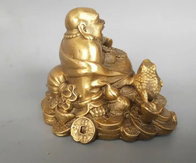 Чистая медь, Китай статуя Будды Майтрея Золотая жаба