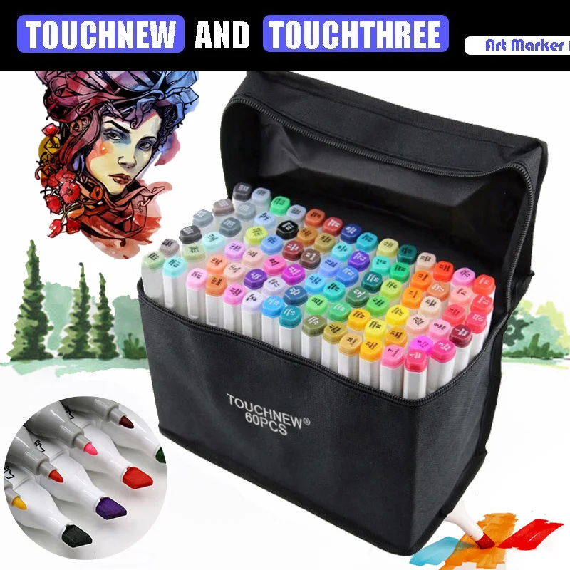 TOUCHNEW Copic Marks 30/40/60/80 Colors Set Markers Artist Manga Design School Drawing Sketch Marker Pen Art Supplies | Канцтовары для