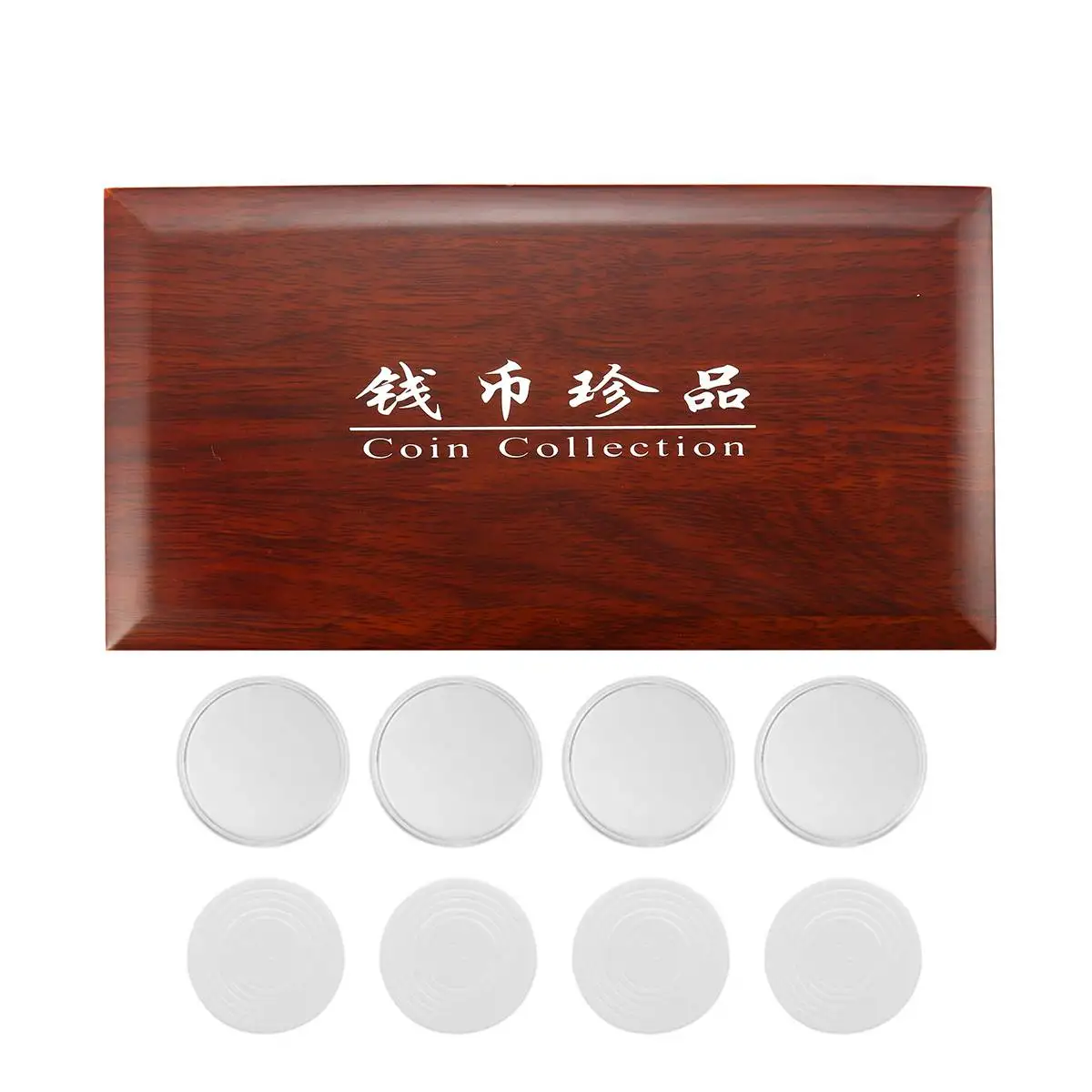 

Universal wooden coin storage box Coin Collection Holder silver/gold coins Display Case solid wood black cushion pad Gift home