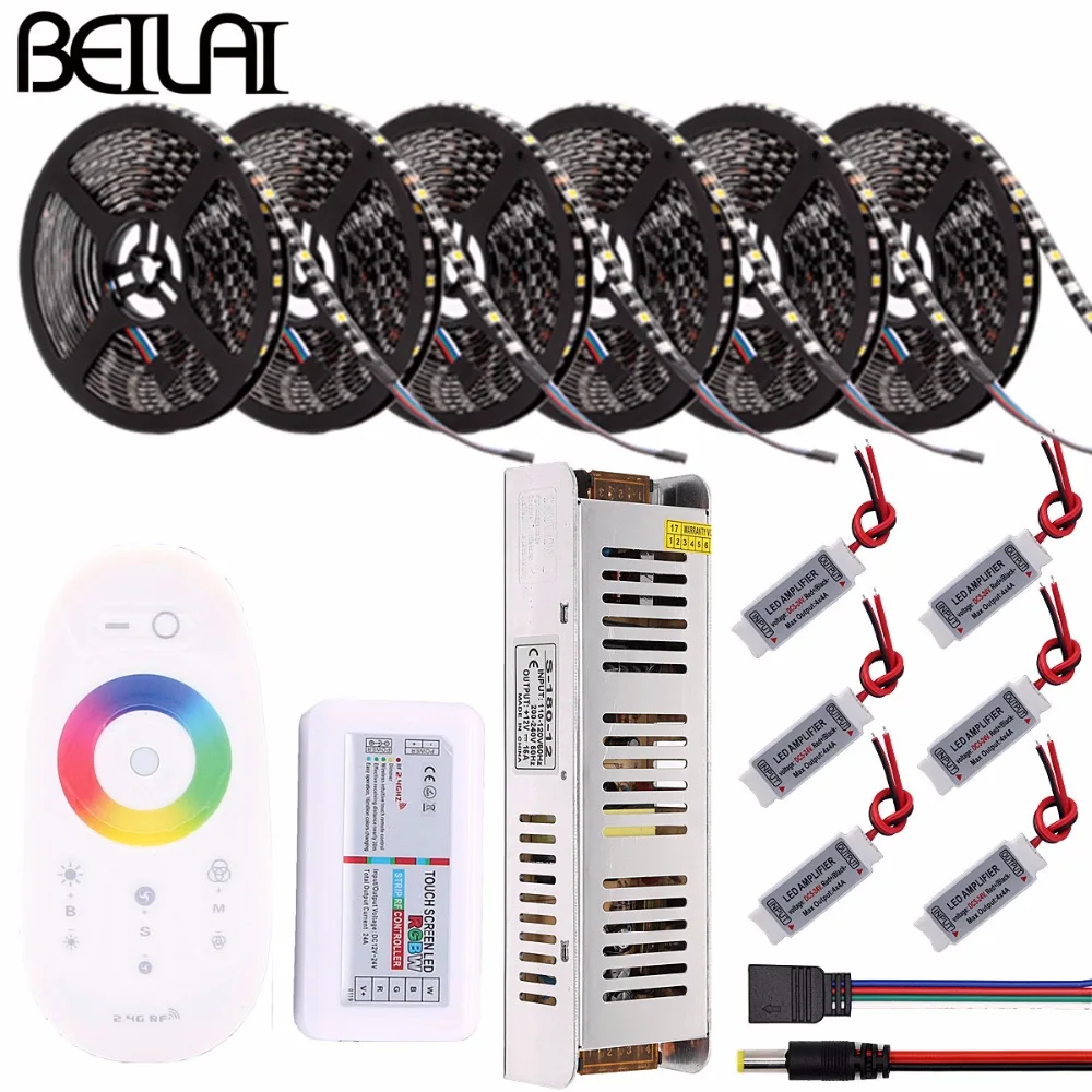 Светодиодная лента RGB RGBWW RGBW водонепроницаемая светодиодная 5050 чёрного цвета 12 В