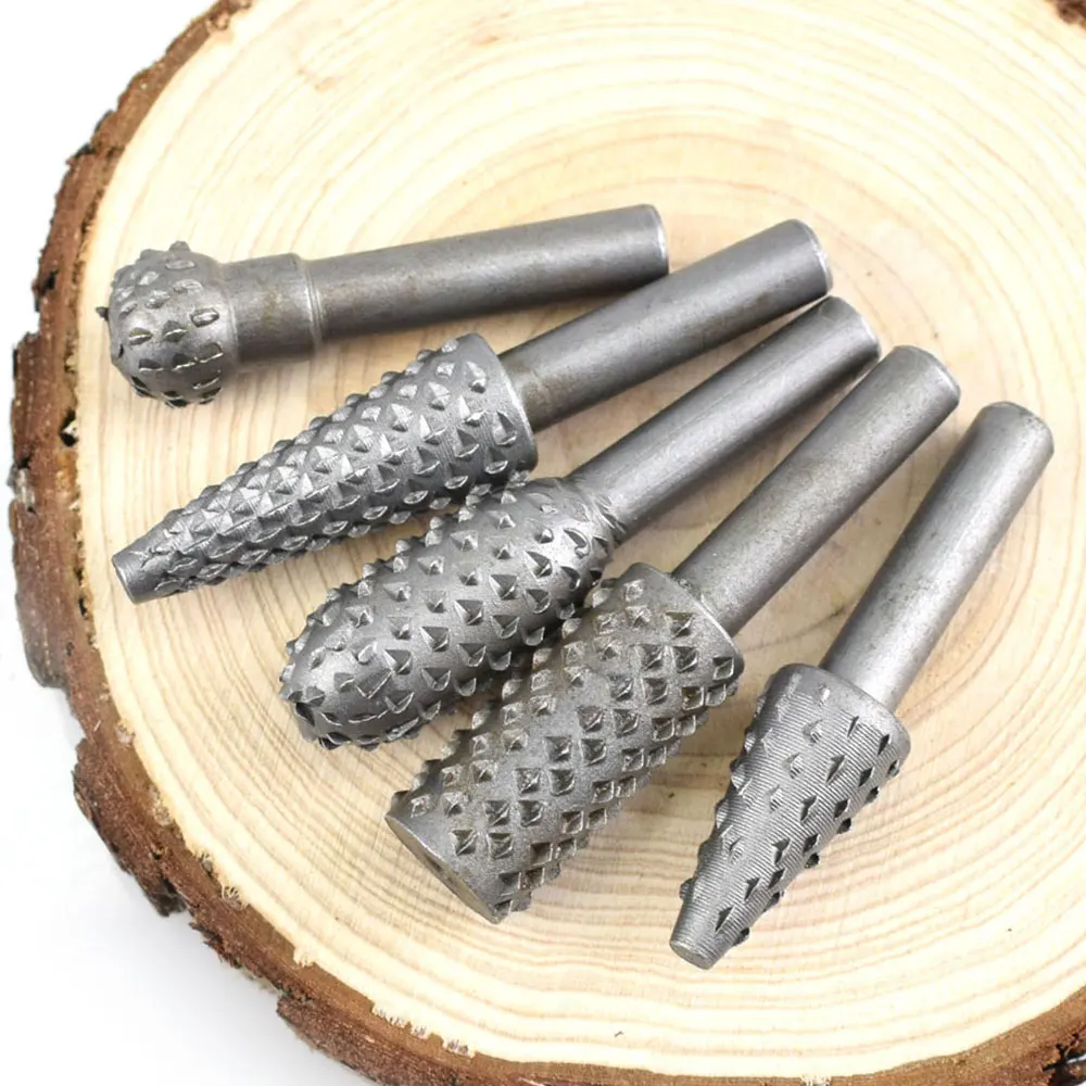 5pcs/Set Woodworker Mace Rotating Drill Bit Grey Steel Metal 50/46/55