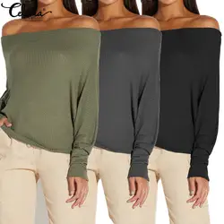 Celmia для женщин пикантные с открытыми плечами блузки для малышек плюс размеры Топы корректирующие осень 2019 г. Slash средства ухода за кожей Шеи