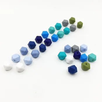 

Factory Wholesale silicone 13mm Hexagon Teether Beads Food Grade BPA Free Soft Baby Teething Silicone Beads